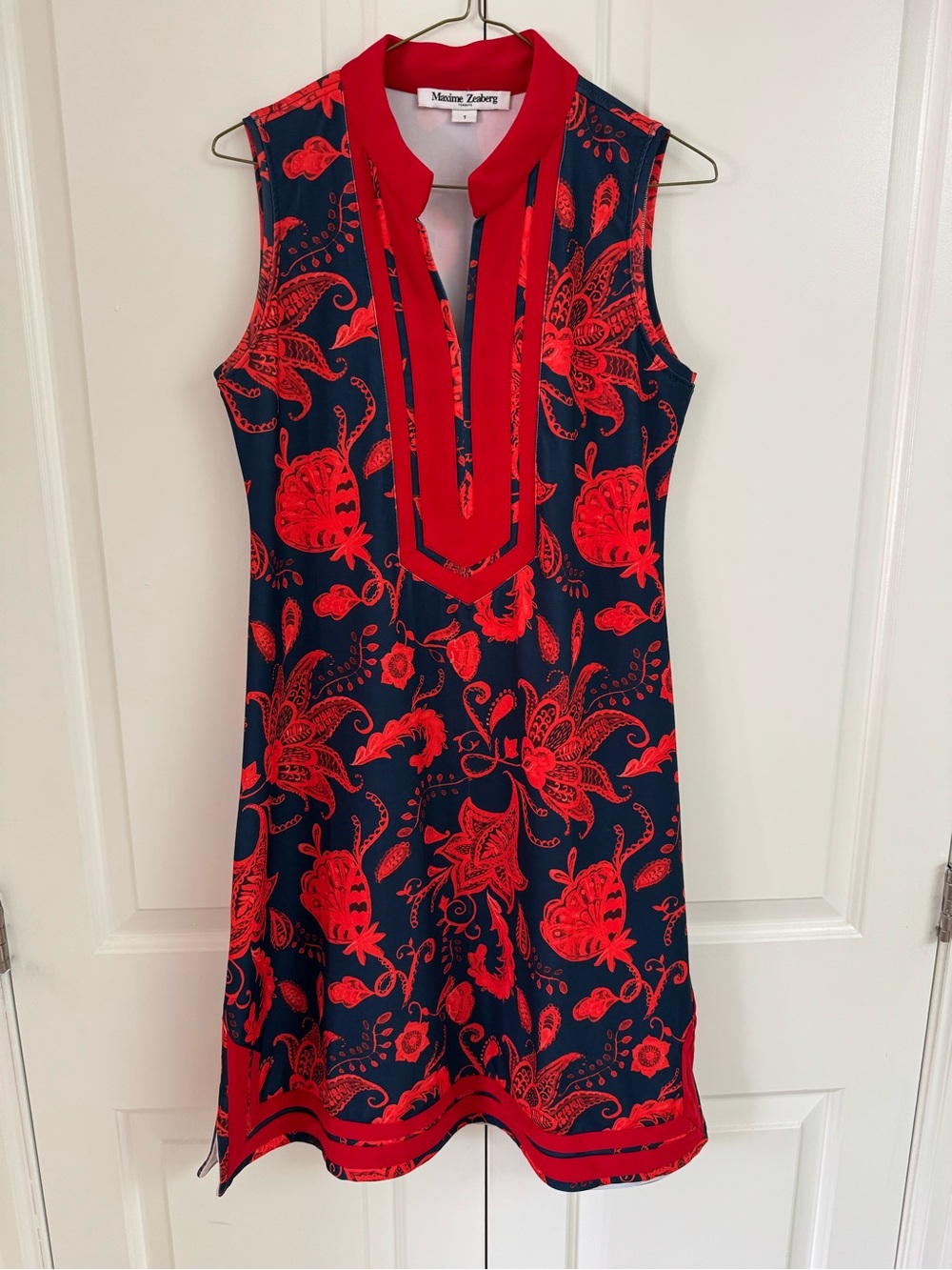 Navy & Red Sleeveless Midi Dress